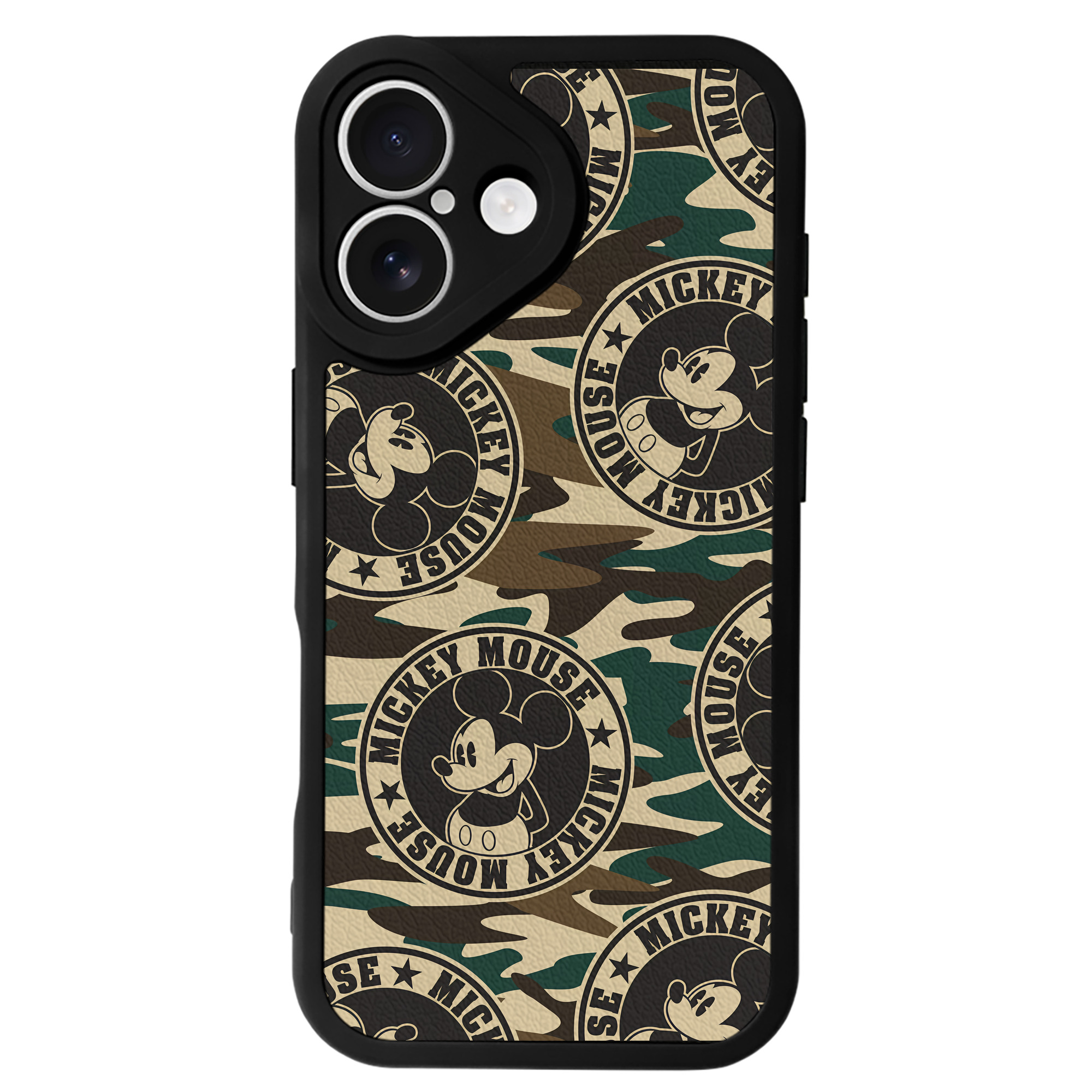 （画像用） ミッキーマウス Mickey Mouse 【iPhone 16シリーズ対応】シリコンスマホケース（レザー調） 材質：シリコン
